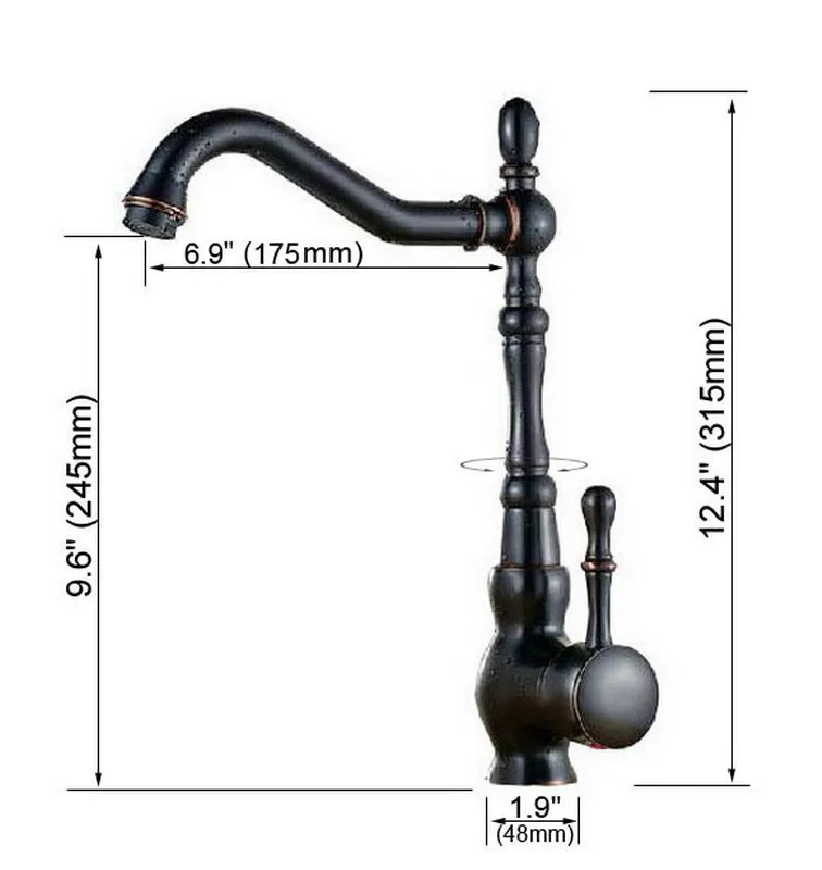 Oil Rubbed Bronze Swivel Single Handle Bathroom Kitchen Sink Vessel Lavatory Faucet  Mixer Tap asf098