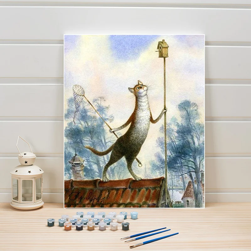 

Paint By Number 40x50cm Cartoon Cat DIY Canvas Painting Kits Acrylic Coloring Art Wall Pictures For Living Room Bedroom Decor