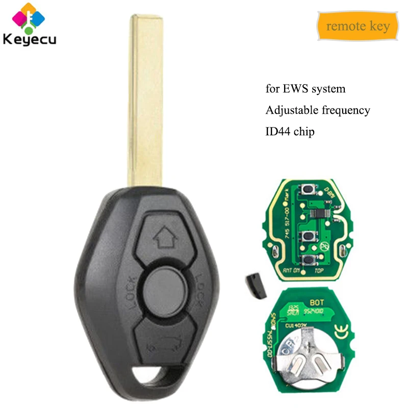 

KEYECU Adjustable Frequency EWS Remote Key With 315MHz 433MHz ID44 Chip HU92 Blade - FOB for BMW E81 E46 E39 E63 E38 E83 E53 E36
