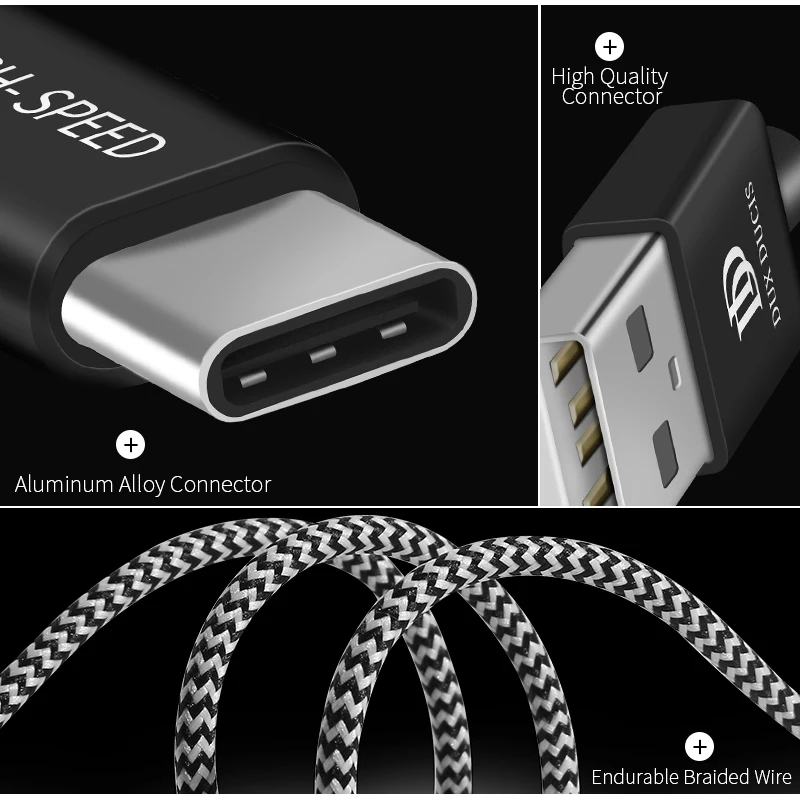 Кабель USB Type C для Xiaomi Mi 9 8 SE Pro Lite 6 6X A2 5 5c 5X A1 4S Plus Быстрая зарядка нейлоновый кабель
