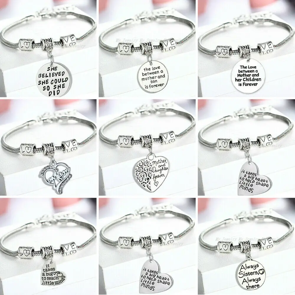 

Personalized Engraved Vintage Chain Bracelet Women Men Bangle Charm Bracelets Family Best Friends Gifts For Mom Daughter