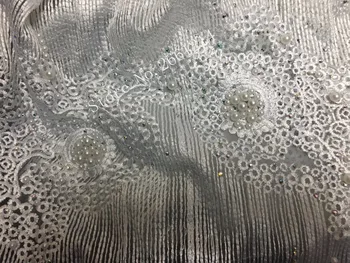 

beautiful BZL-92702 Nigerian french lace fabric fashionable Embroidered lace fabric with beads for party dress