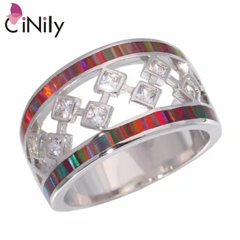 

CiNily Created Orange Fire Opal Cubic Zirconia Silver Plated Wholesale for Women Jewelry Wedding Party Gift Ring Size 6-9 OJ9253