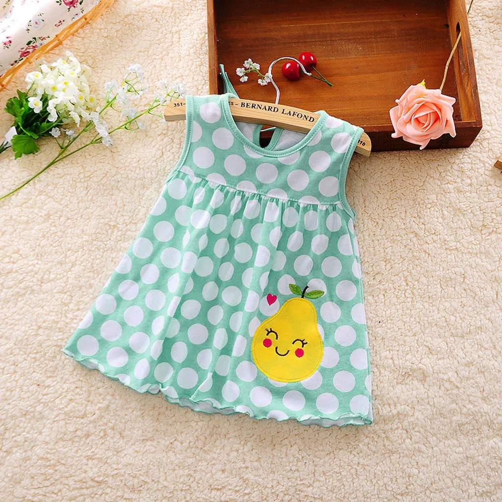 

baby girl cotton dress baby girl clothes summer Cartoon Flower Children Dot Floral Tees Dress T-Shirt Vest 1st birthday outfits