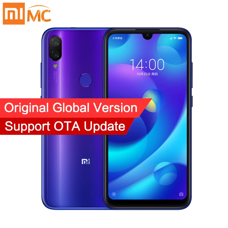Глобальная версия Xiaomi Mi Play 4 Гб 64 Смартфон 12MP + 2MP AI двойная камера MTK Helio P35
