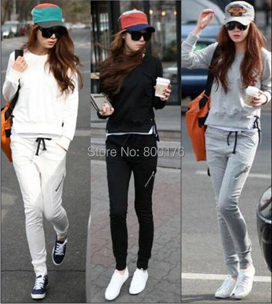 

free shipping New Spring/Autumn Womens Long Sleeve Coats Pants SportSuit Tracksuit Sweat Suit 3 Color Asian size M-2XL