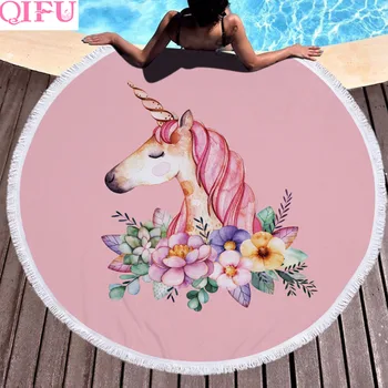 

QIFU High Quality Microfiber Round Beach Towel Unicorn Party Supplies Unicorn Birthday Unicorn Party Decor Kids Party Supplies