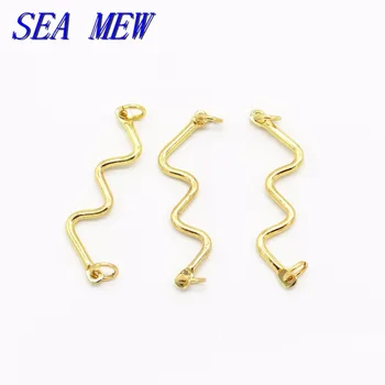 

SEA MEW 32mm Length 4 Colors Copper Bend Connectors With 2 Loop Findings For Jewelry Making 100PCS