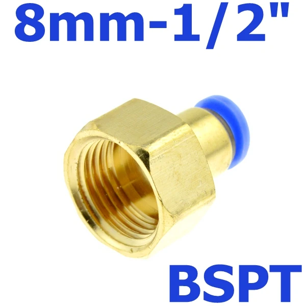 Воздушный Пневматический 8 мм OD шланг Труба нажимной в 1/" PT 1/4" BSPT 1/" 3/8" внутренняя резьба газовый соединитель латунный Быстрый фитинг - Цвет: 1 PC DN15