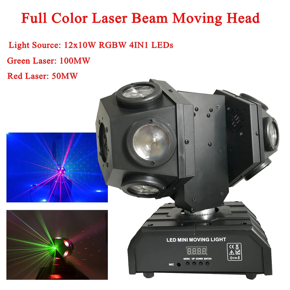 

New 12x10W RGBW 4IN1 LED Full Color Laser Beam Moving Head Lights Apply To Bar KTV Birthday Party DJ Disco Family Wedding