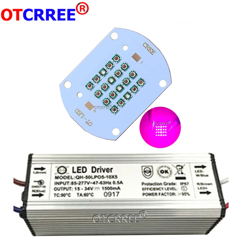 Hydroponice CREE 50W 60W COB led grow light chip XPE Deep Red 660nm Royal Blue 450nm for Indoor Plant Seedling Grow and Flower