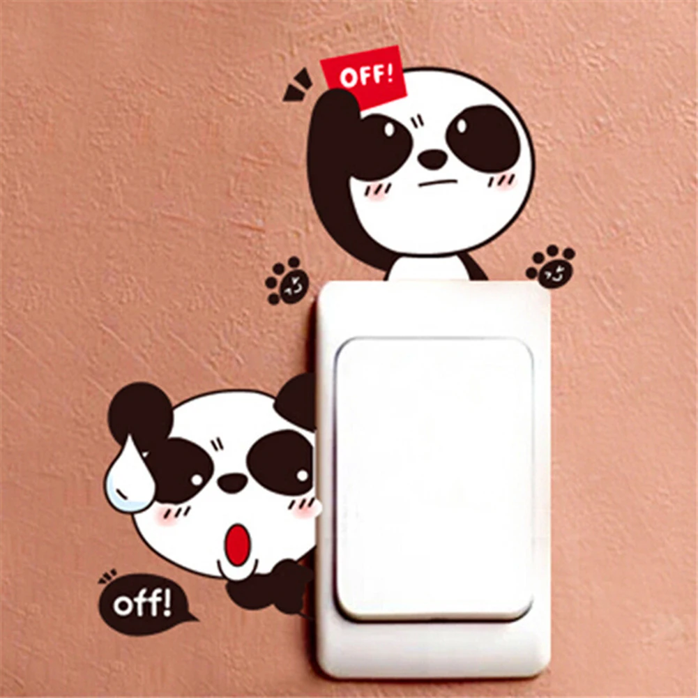 

1PC Cute Cat Panda Switch Sticker Room Decor Bathroom Toilet Switch Cartoon Decoration Sticker