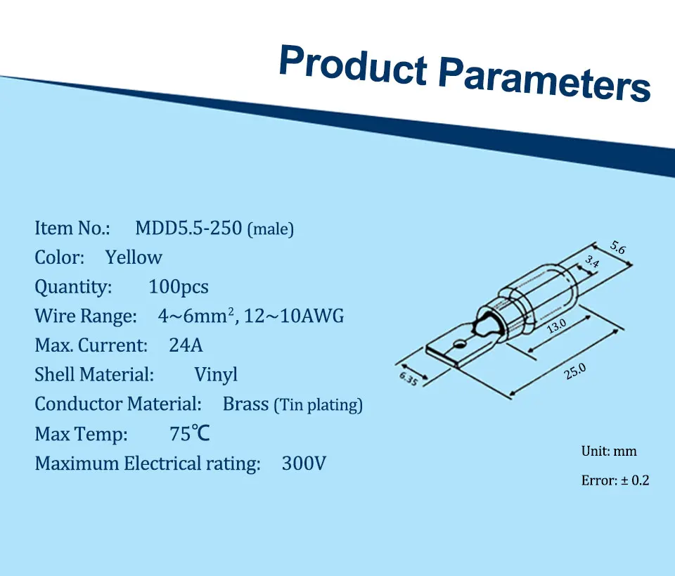 LDDQ 100 шт 12-10AWG Изолированная обжимная Клемма в форме лопатки желтый мужской Электрический провод Разъем Автомобильная аудиопроводка лучшая Акция