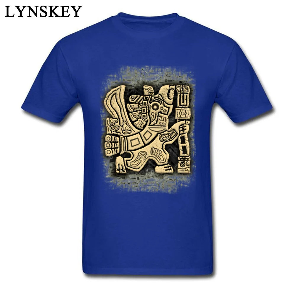 Crew Neck Pure Cotton T Shirts for Male Group Summer/Autumn Tops Shirts 2017 Newest Aztec Eagle Warrior Casual Clothing Shirt blue