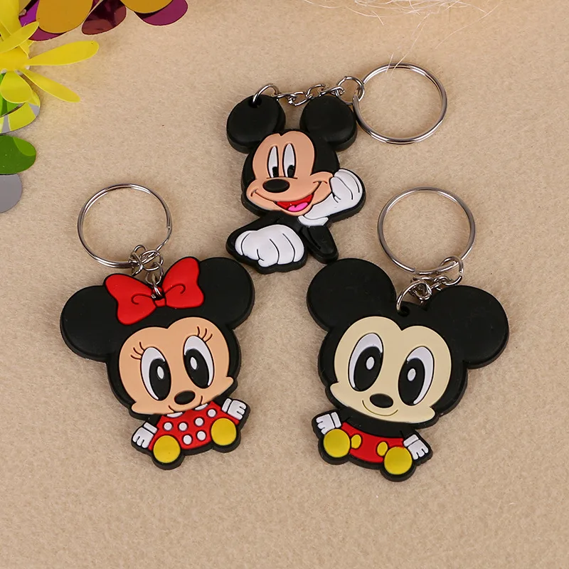 

1Pcs Cute Animal Cartoon Mickey Minnie Silicone Key ring Keychain Backpack Accessories Key chains Kid Gift Free Shipping
