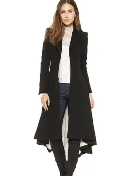 

New autumn winter woollen overcoat with a lapel and a dovetail coat