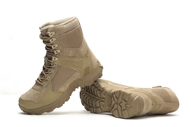 Тактические ботинки мужские походные армейские военные сапоги для пустыни зимние тактические дышащие кожаные ботильоны на шнуровке BK Sand
