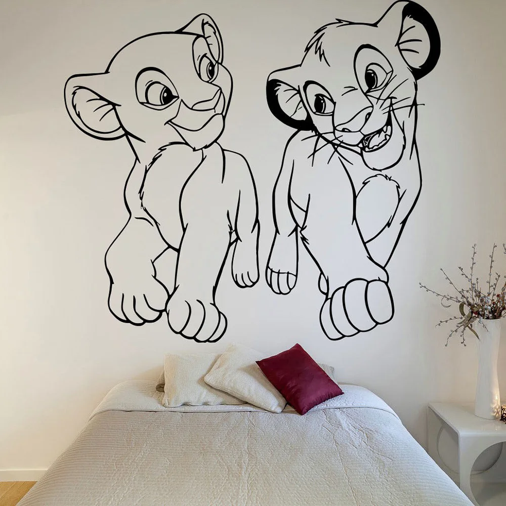 Us 7 77 27 Off Cartoon Character Vinyl Wall Stickers And Nala Lion King Wall Decals For Bedroom Playroom Wall Decor Wallpaper D968 In Wall Stickers