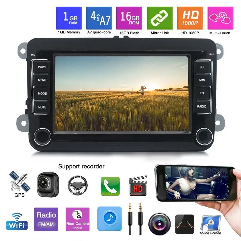 

Android 7 Inch Car Multimedia Player Bluetooth Wifi Autoradio Car Radio Gps Navigation for Volkswagen 2 Din Car Audio Stereo
