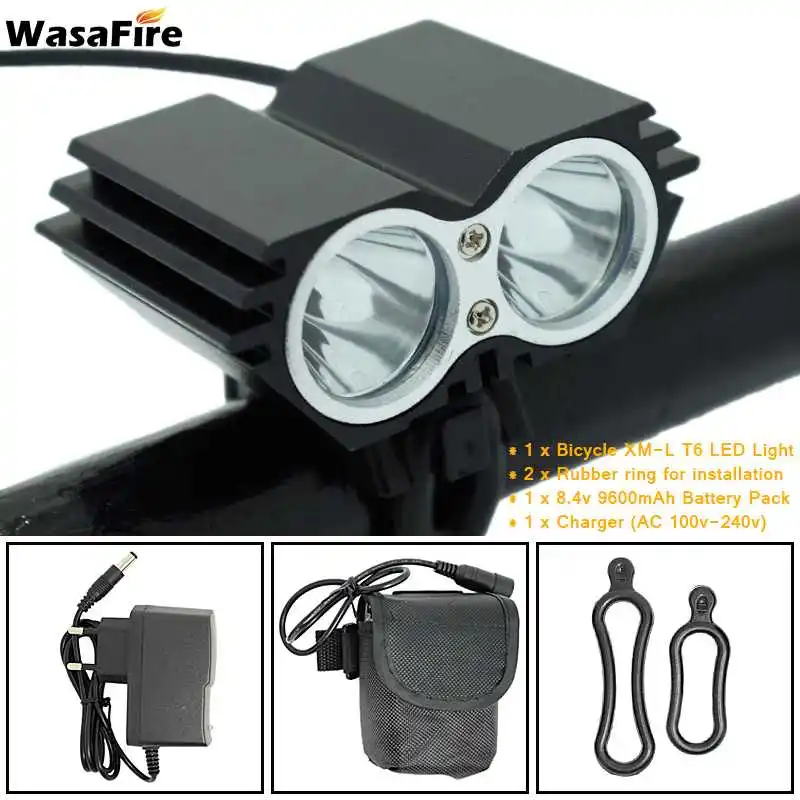 

WasaFire Cycling Waterproof LED Bicycle Front Bike Light 2* XML T6 Flashlight 10000mAh Battery Fishing Headlamp Camping Lamps