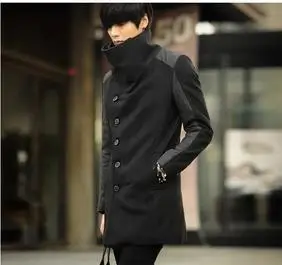 Черное мужское облегающее шерстяное пальто средней длины осеннее повседневное модное тонкое пальто мужские куртки и пальто зимний бренд S-3XL