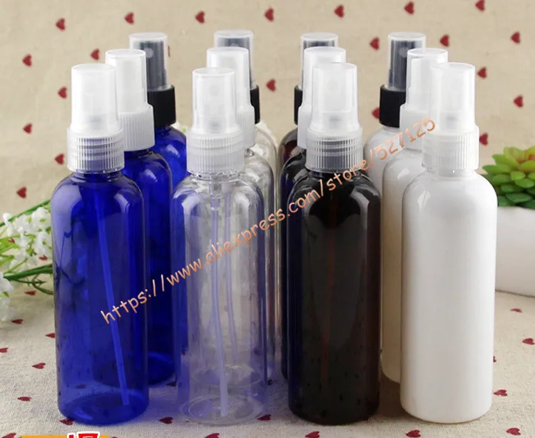 100ml прозрачный/синий/коричневый/белая бутылочка PET с прозрачными/белый/черный