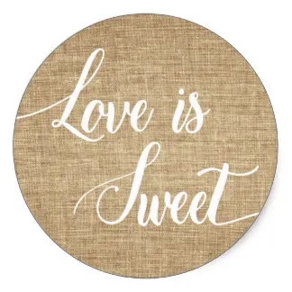 

3.8cm Love is Sweet Rustic Burlap Wedding Stickers