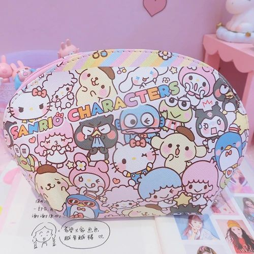 Мультяшная косметичка Sanrio, Hello Kitty My Melody Cinnamoroll Dog Little Twin Star, Милая женская косметичка для хранения, косметичка для девочек, подарок - Цвет: Коричневый