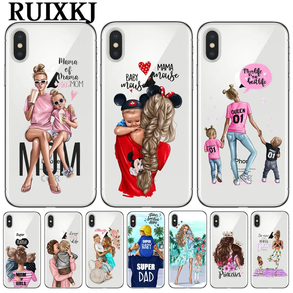 

Fashion Black Brown Hair Baby Mom Girl Queen 01 Case For iPhone X XS Max XR 8 7 6 6s Plus 5 5s SE Silicone Woman Phone Cover