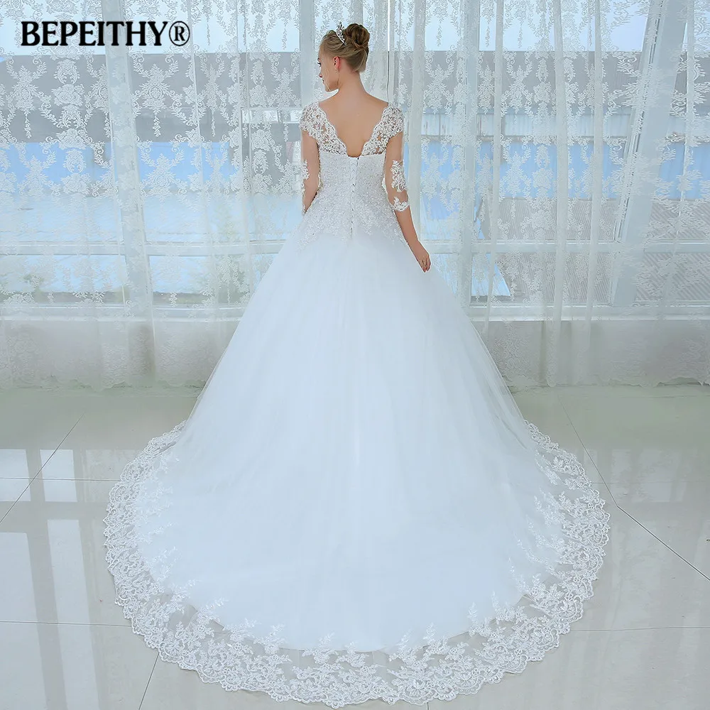 Новое прозрачное зимнее свадебное платье с рукавами три четверти Casamento Robe De Mariage, сексуальные свадебные платья, дешевое свадебное платье es