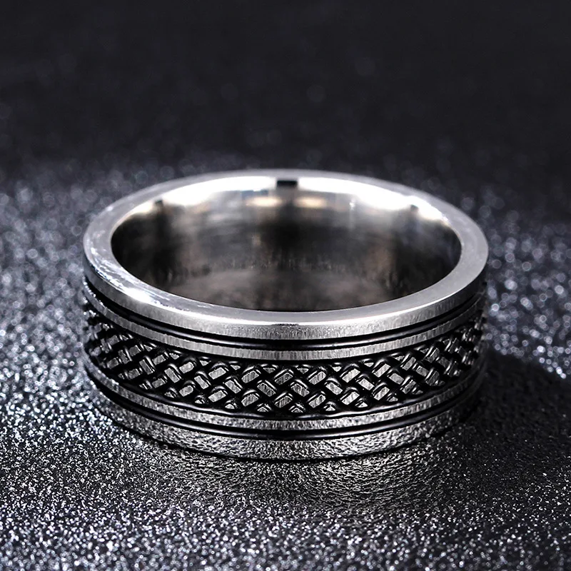 

Hot Movie Tibetan finger Rings Fish Scale Ring Titanium Stainless Steel gold Ring 8MM for men's gifts