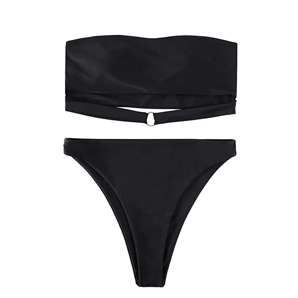 black tube top bathing suit