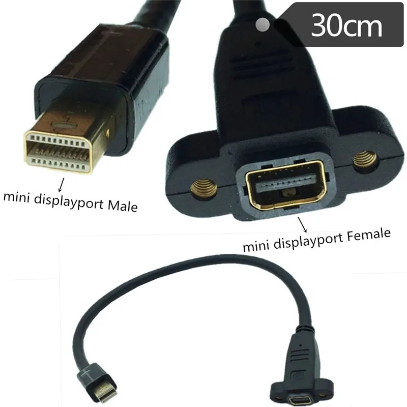 90-Degree Angled Mini DisplayPort Male to Female 4K Cable with Extend Screw Panel Mount Description Image.This Product Can Be Found With The Tag Names Computer Cables Connecting, Computer Peripherals, PC Hardware Cables Adapters, Right left up down