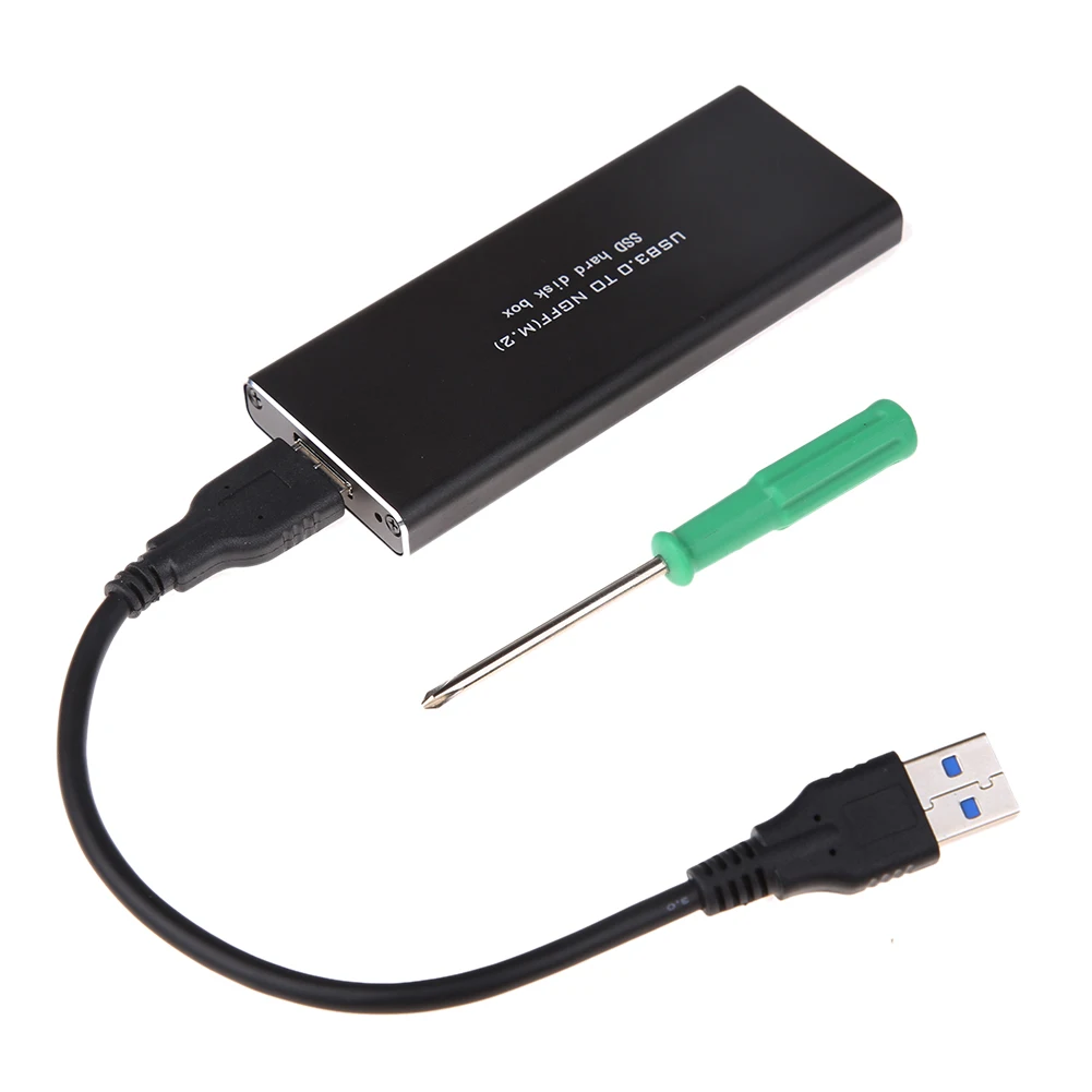 

High Speed 6GB/S M2 NGFF SSD Turn USB 3.0 M2 NGFF SSD TO USB 3.0 Aluminum Alloy Hard Drive Disk Box SATA SSD Enclosure Black