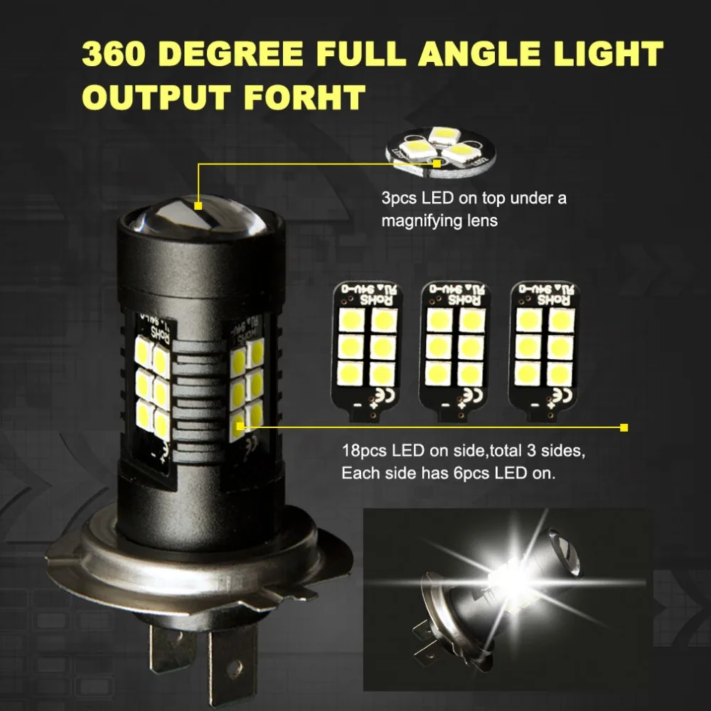 S& D 2 шт. H7 светодиодный туман светильник 21SMD 3030 чипы 1200LM автомобильный светильник s лампы дневного света DRL лампы вождения Авто дневные ходовые огни 12V белый 6000K