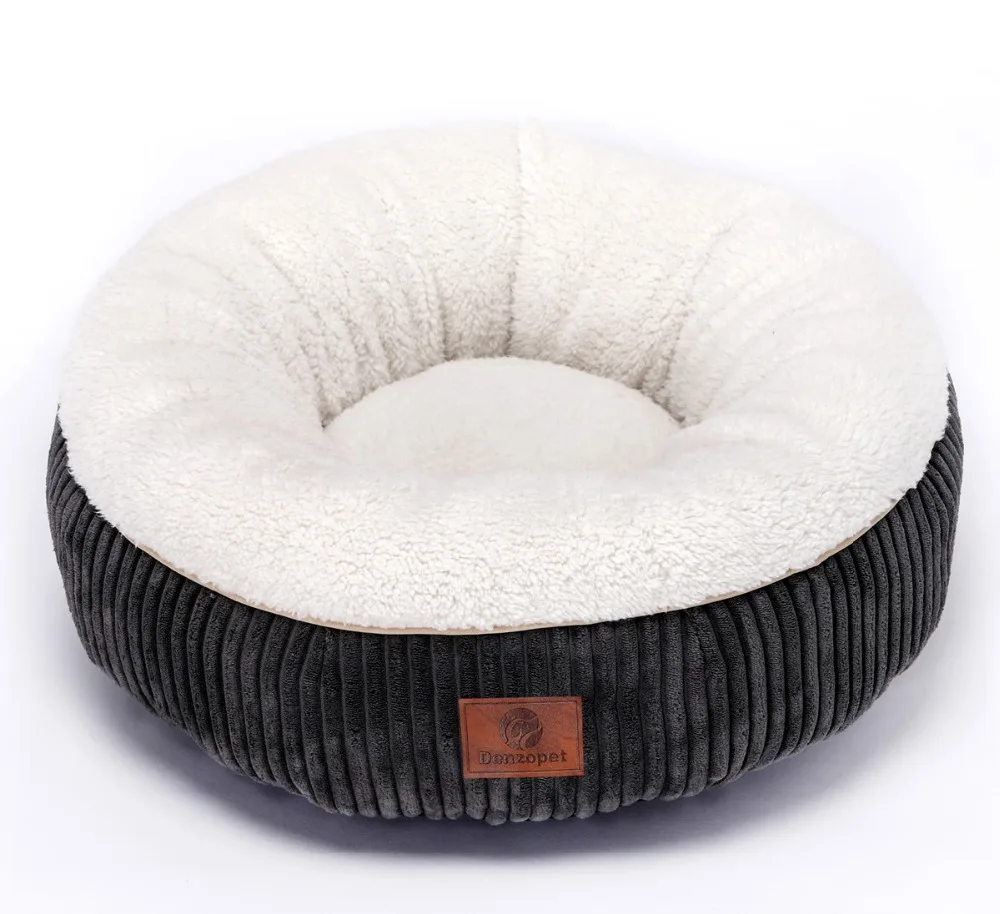 

round comfy plush nesting cat bed pet cave for cat and small dogs with corduroy fleece exterior