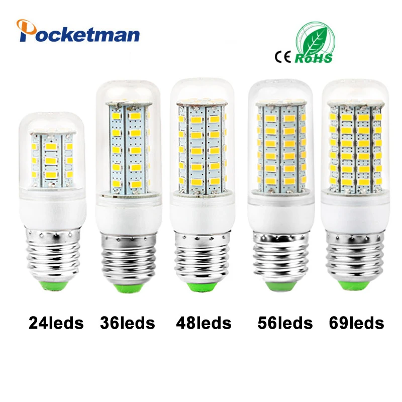 Светодиодные светильник пы E27 E14 5730 220 В 24 48 56 69Led s светодиодная лампа кукуруза