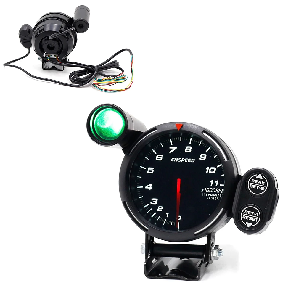 

80mm LED Smoke Face Car Auto Bar Turbo Boost Gauge Meter With Sensor and Holder Black Surface Bright white light