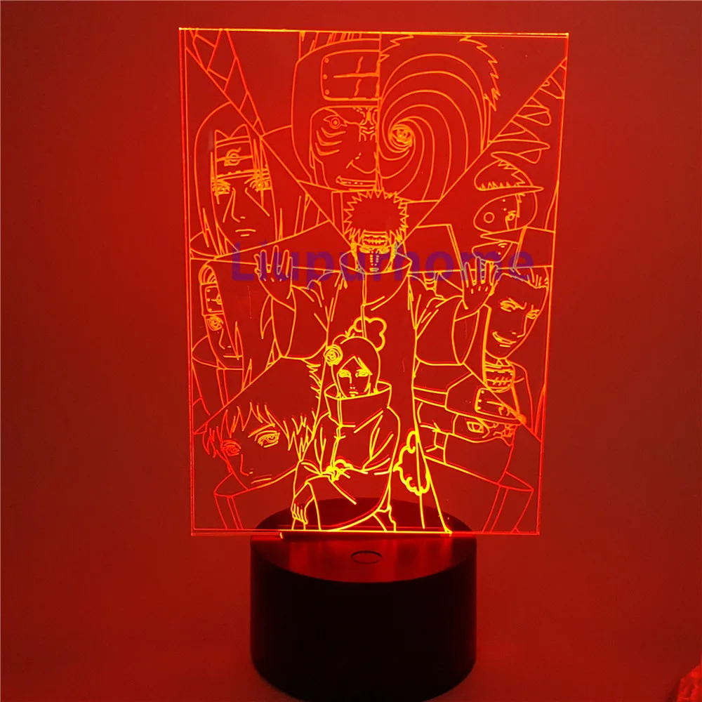 Naruto led light Akatsuki 3d Led Acrylic Lights Anime Naruto Shippuden Pain Itachi cartoon night light led light christmas gift