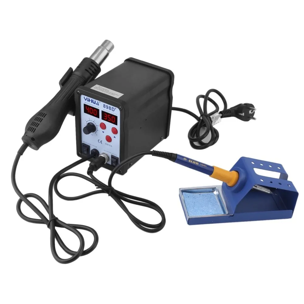 

(Ship From DE)2 In 1 Digital Welding Desoldering Iron Hot Air Gun Soldering Rework Station 700W Desoldering Station EU Plug NEW