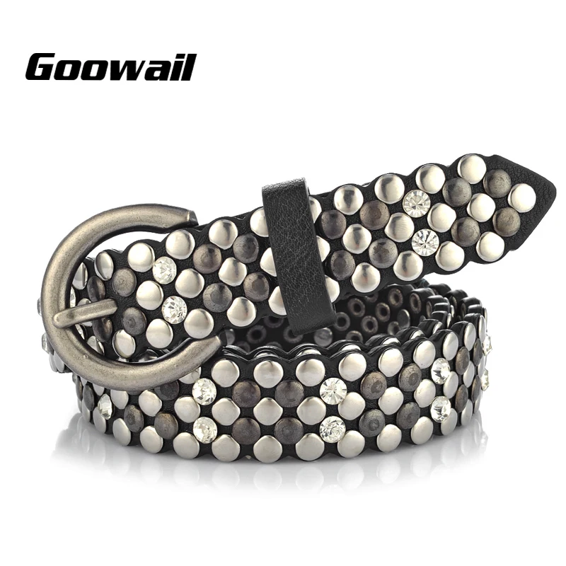 

Goowail 2019 High Quality Rivet Vintage Luxury belts for women Punk Rock Handcrafted Diamond Hip Hop Waist belt for ladies jeans