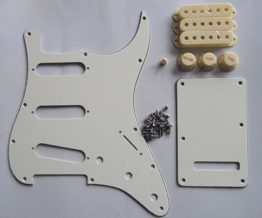 

KAISH Ivory/Parchment ST SSS Pickguard with Aged White Pickup Covers Knobs Tip