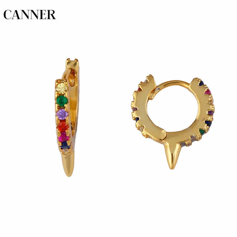 Женские золотые серьги обручи Canner Rainbow круглые геометрические Huggie маленькие со