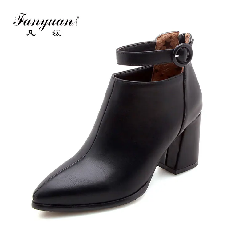 

fanyuan 2019 Plus Size 32-47 Add Fur Winter Boots Woman Shoes Ankle Boots Pointed Toe Hot Sale Women Shoes Female Booties