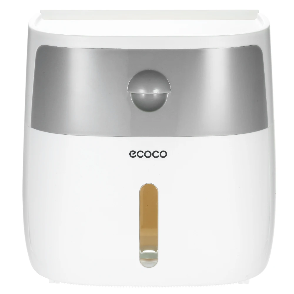 ecoco Wall-Mounted Bathroom Tissue Dispenser Tissue Box for Multifold Paper Towels Tissue Storage Box with Drawer Phone Holder