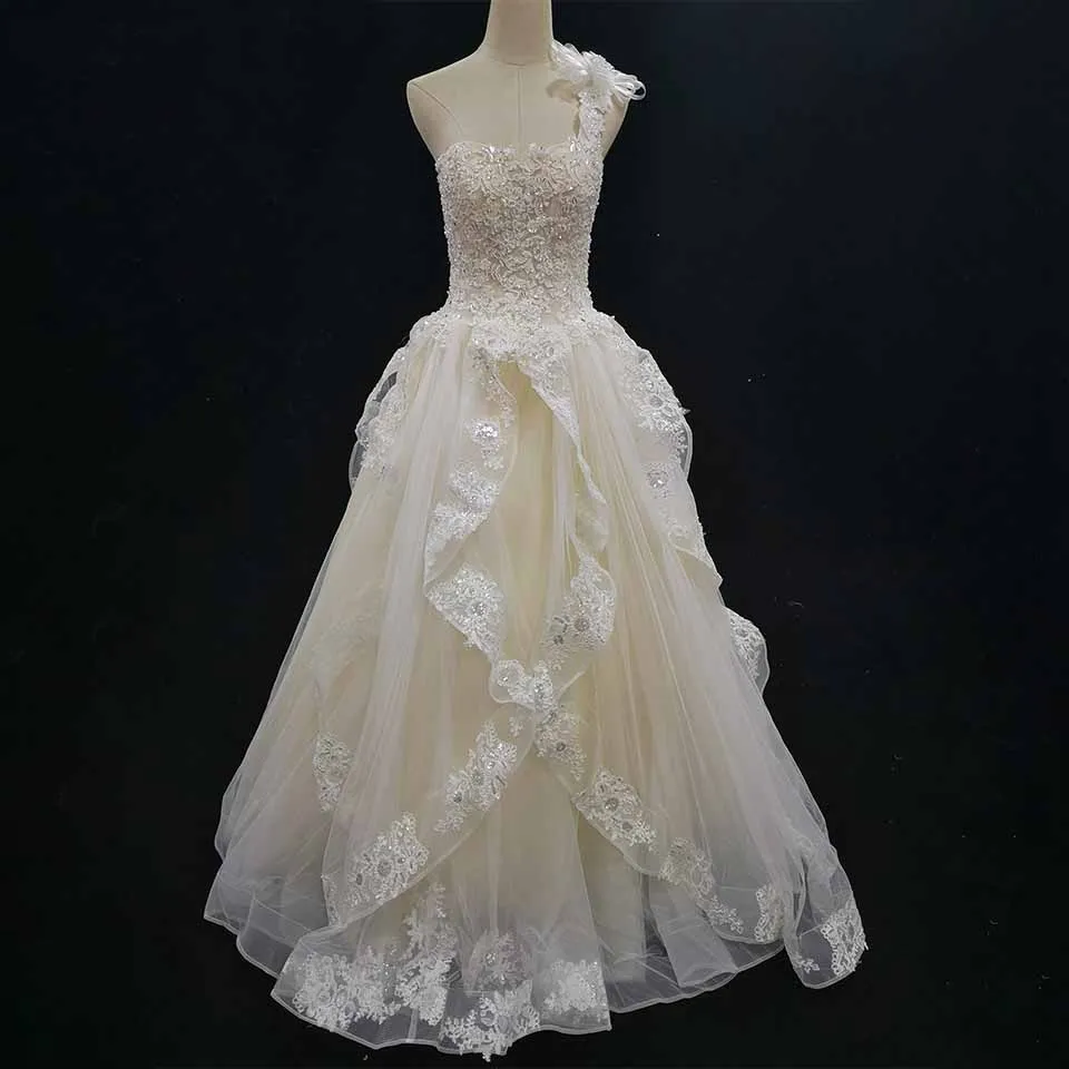 Одно плечо Beadings Свадебные платья милые свадебные платья 2018 только одна деталь в магазине Высокое качество продать дешевый wdw008