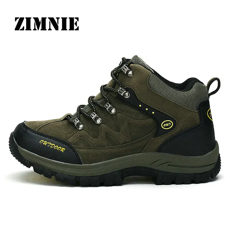 

ZIMNIE Wear Resistant Men Hiking Shoes Waterproof Trekking pu Leather Shoes New Breathable Climbing Outdoor Shoes Big Size 36~48