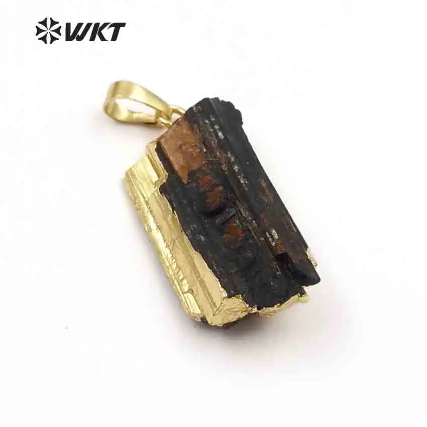 WT-P253 подвески из минерала турмалин камень привлекательные черные турмалиновые Подвески золотого цвета