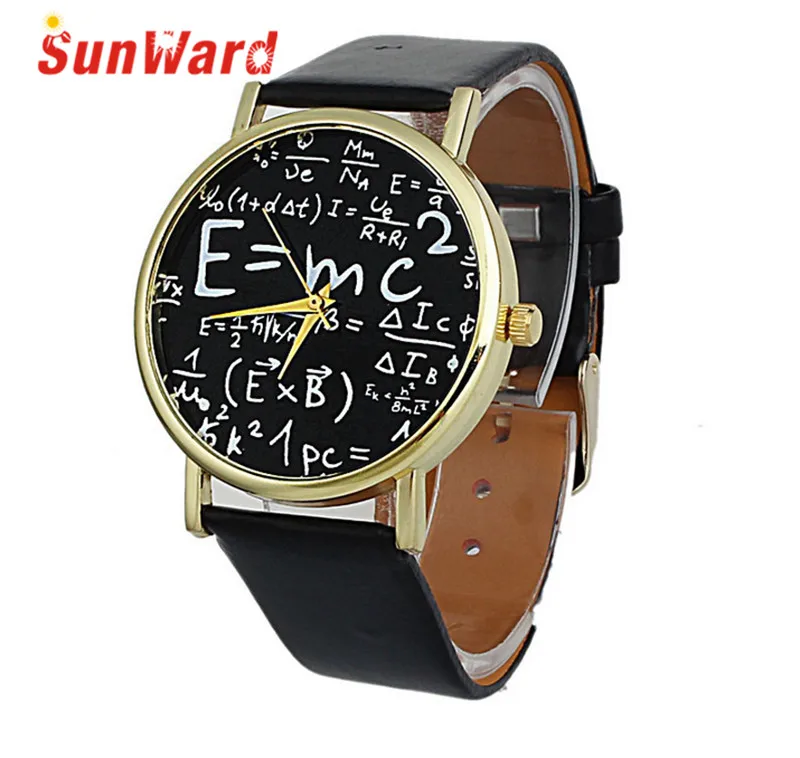 

Watch Men Women Drop Shipping Relogio Feminino Gift Saat Clock Luxury Math Symbols Faux Leather Analog Quartz June16