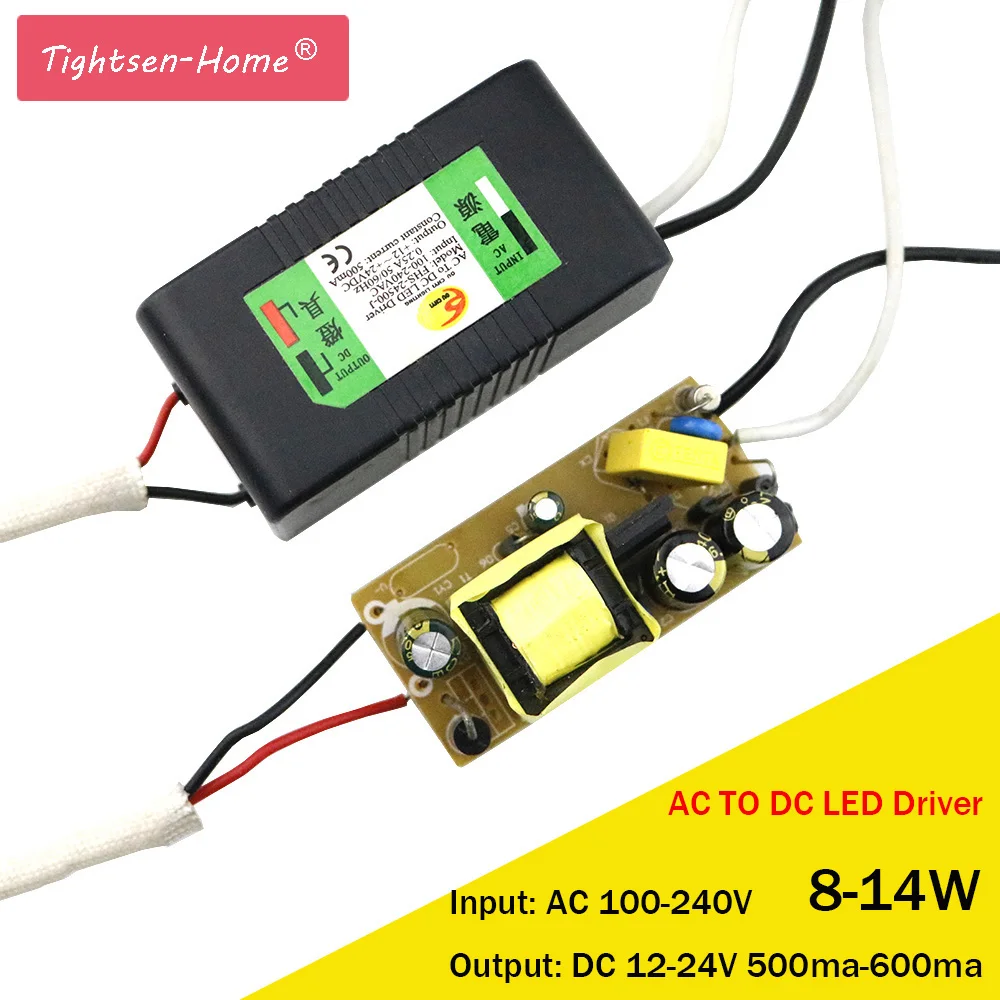 

12V 24V LED Driver 8-14W for 12-24V 600mA AC TO DC transformer for 3*3W 12W input AC85-265V spot light/flood light High Quality